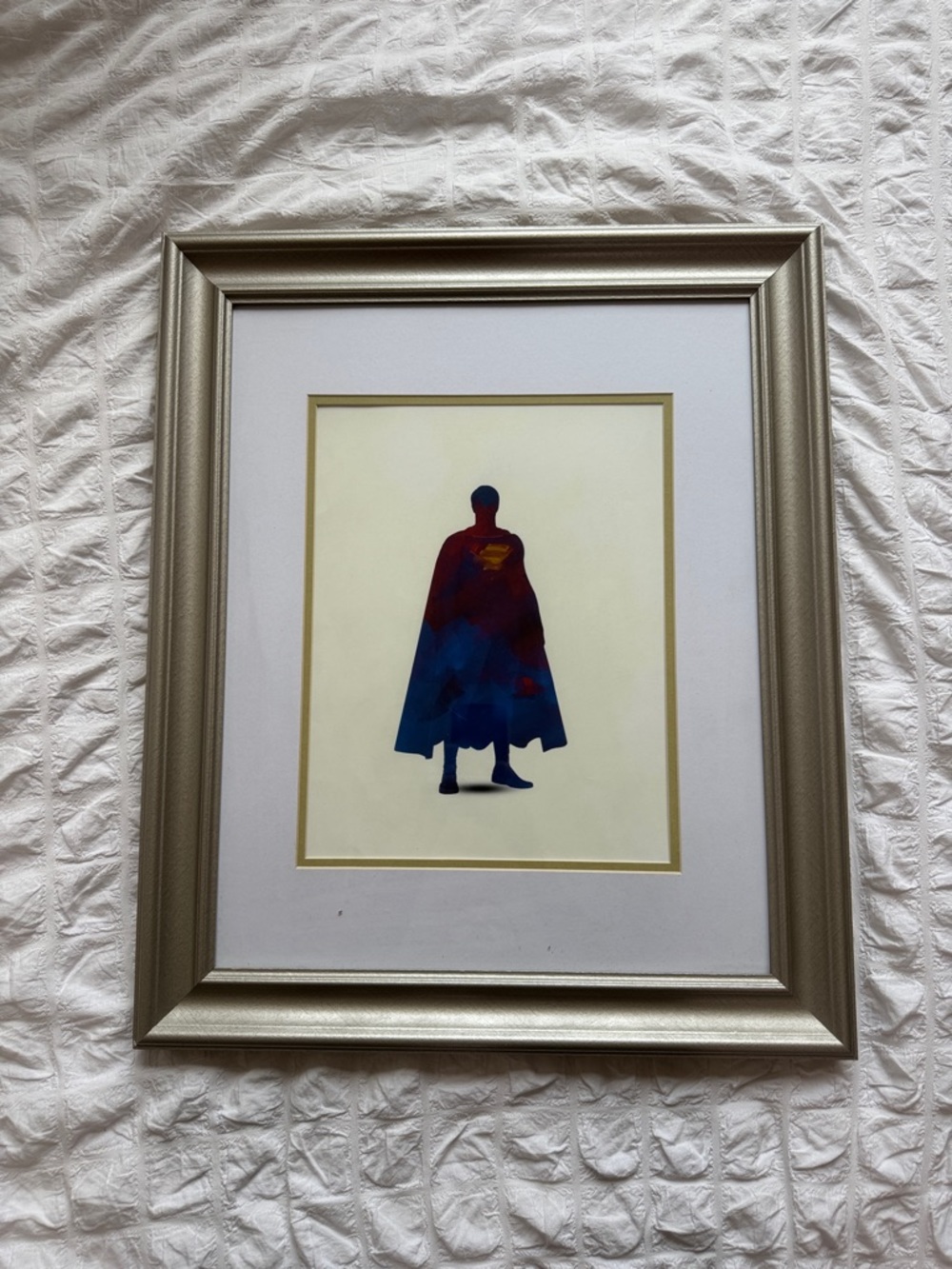 Hand Crafted Blue & Red Superhero Silhouette Wall Art